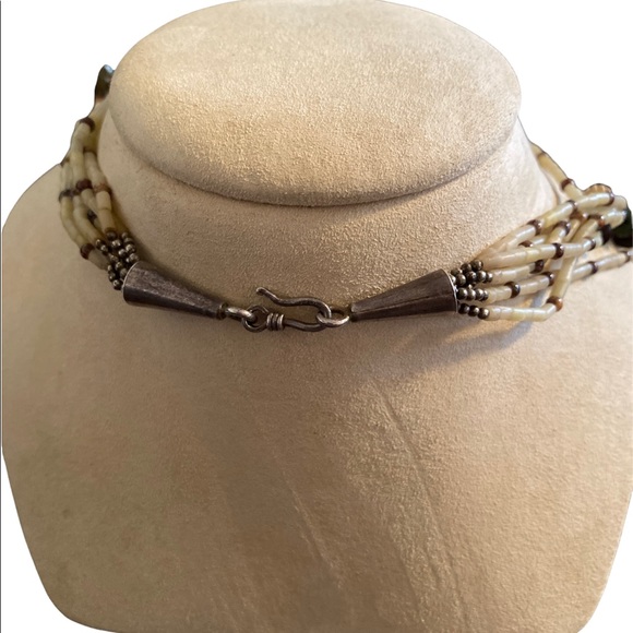 Vintage Multi Strand Gemstone Bead Shell Ethnic Tribal Necklace - Picture 4 of 6